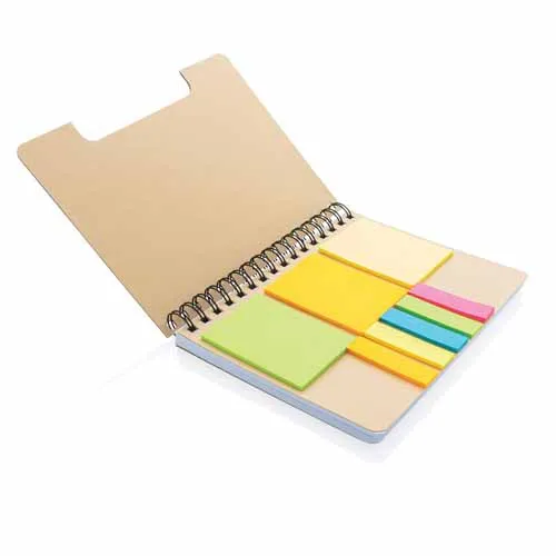 XD Collection A5 Kraft Recycled Paper Spiral Notebook with Sticky Notes P772.119