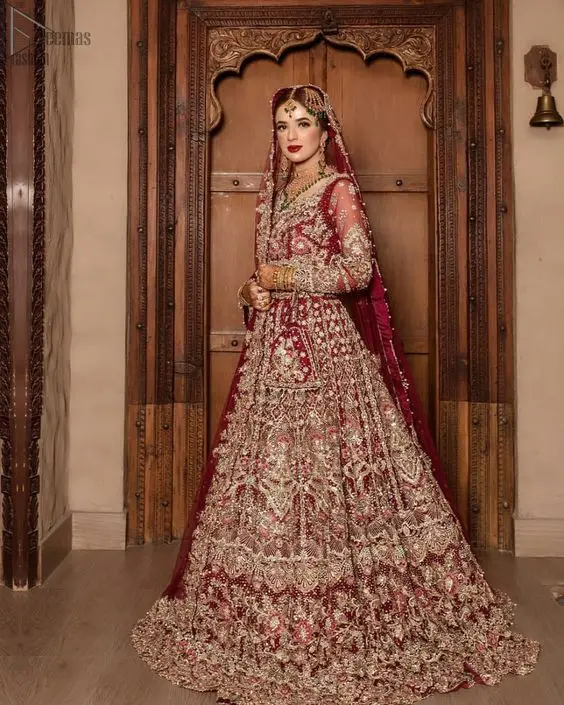 ---NEW---INDIAN/PAKISTANI BEAUTIFUL HEAVY EMBROIDERY ON BRIDAL FLOOR LENGTH DRESS Embellished ZARDOZI work for Wedding @ 2021