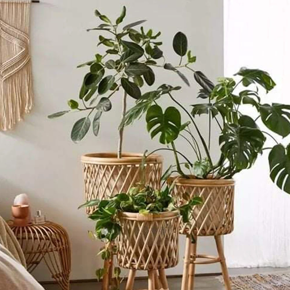 Eco Friendly Handmade Rustic Decoration Rattan Craft pots and planters Manufacturer in Vietnam
