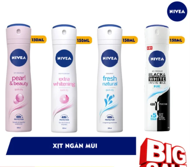 Дезодорант-спрей Nivea отбеливающая глубокая сыворотка белая и упругая Сакура витамин C 150 мл x 12