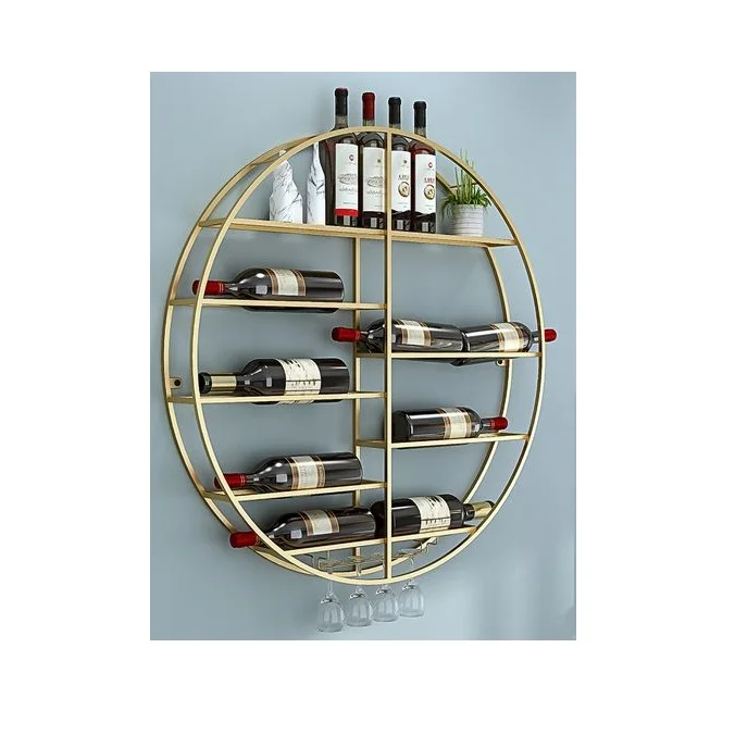 Metal Iron Wall Wine Rack and Holder Standing Wine Bottle & Glass Holder Wall Mounted Wine Rack