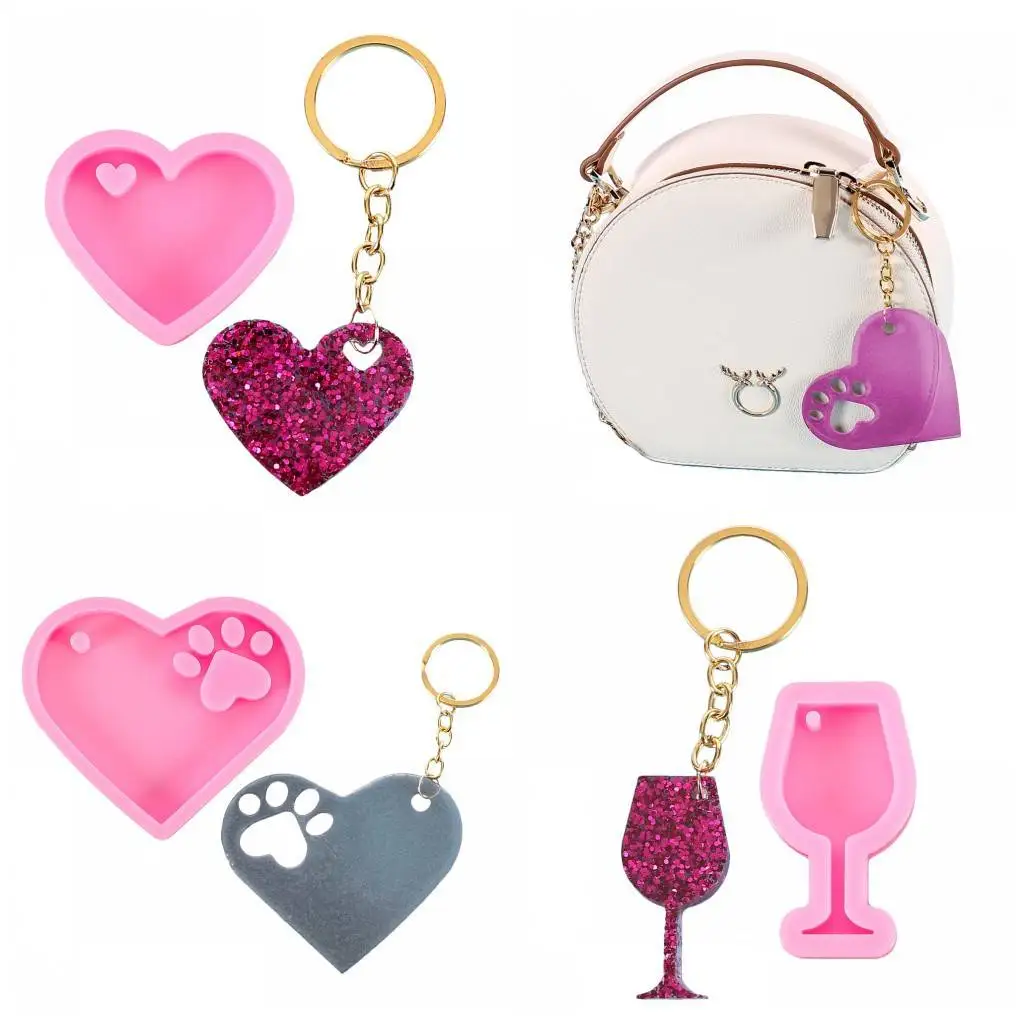 Multi-shape Cartoon Bear Heart Musical note axe dollar sign Dog Paw Silicone mold For Epoxy Resin Casting DIY Jewelry keychains