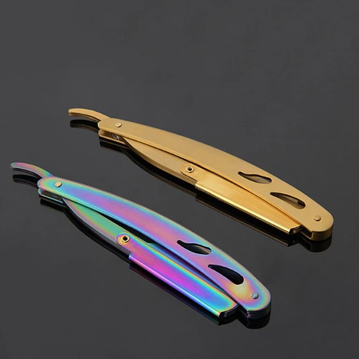 Wholesale barber supplies professional straight cut throat salon barber razor with wood handle