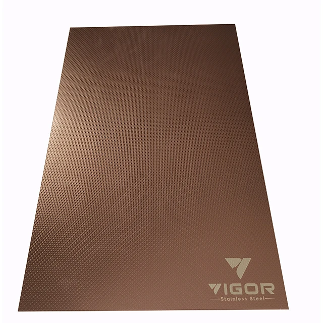 
Factory wholesale 201 304 316 430 rose gold color embossed decorative stainless steel sheet for hotel 