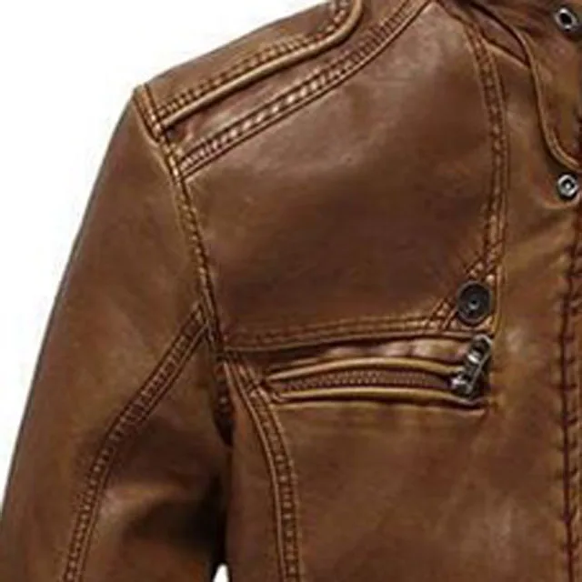 Winter Warm Long Sleeve High Quality Custom Skin Men Leather Jacket New Fashion Casual Autumn Outfits Biker Pocket Design PU