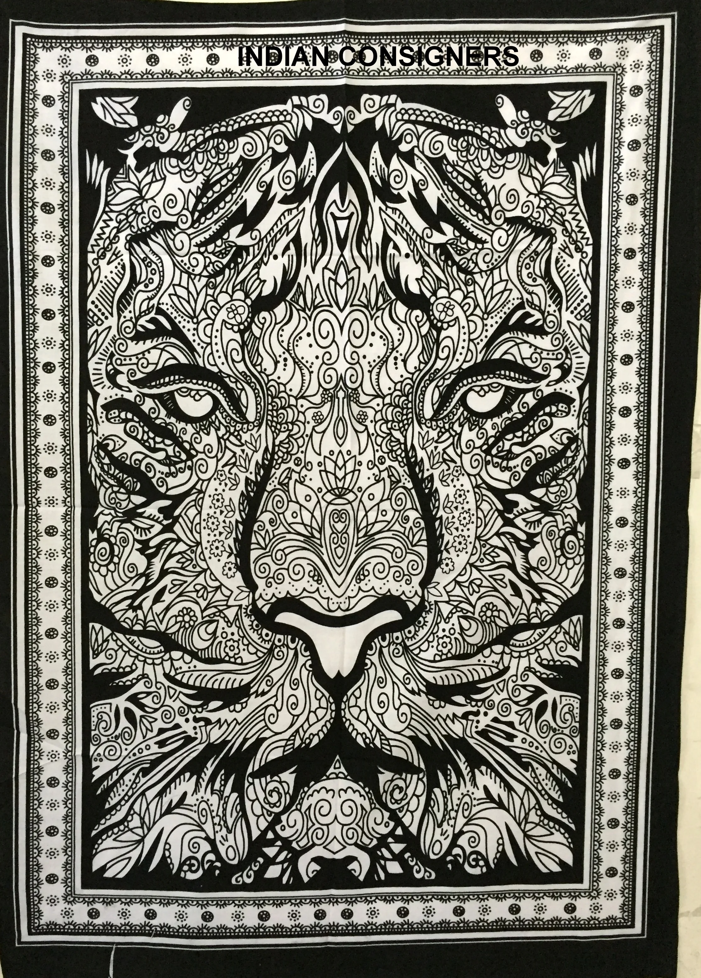 Cotton Beautiful Wall Hanging Lion Face Tapestries Small Poster Home Decor Wall Art Handmade
