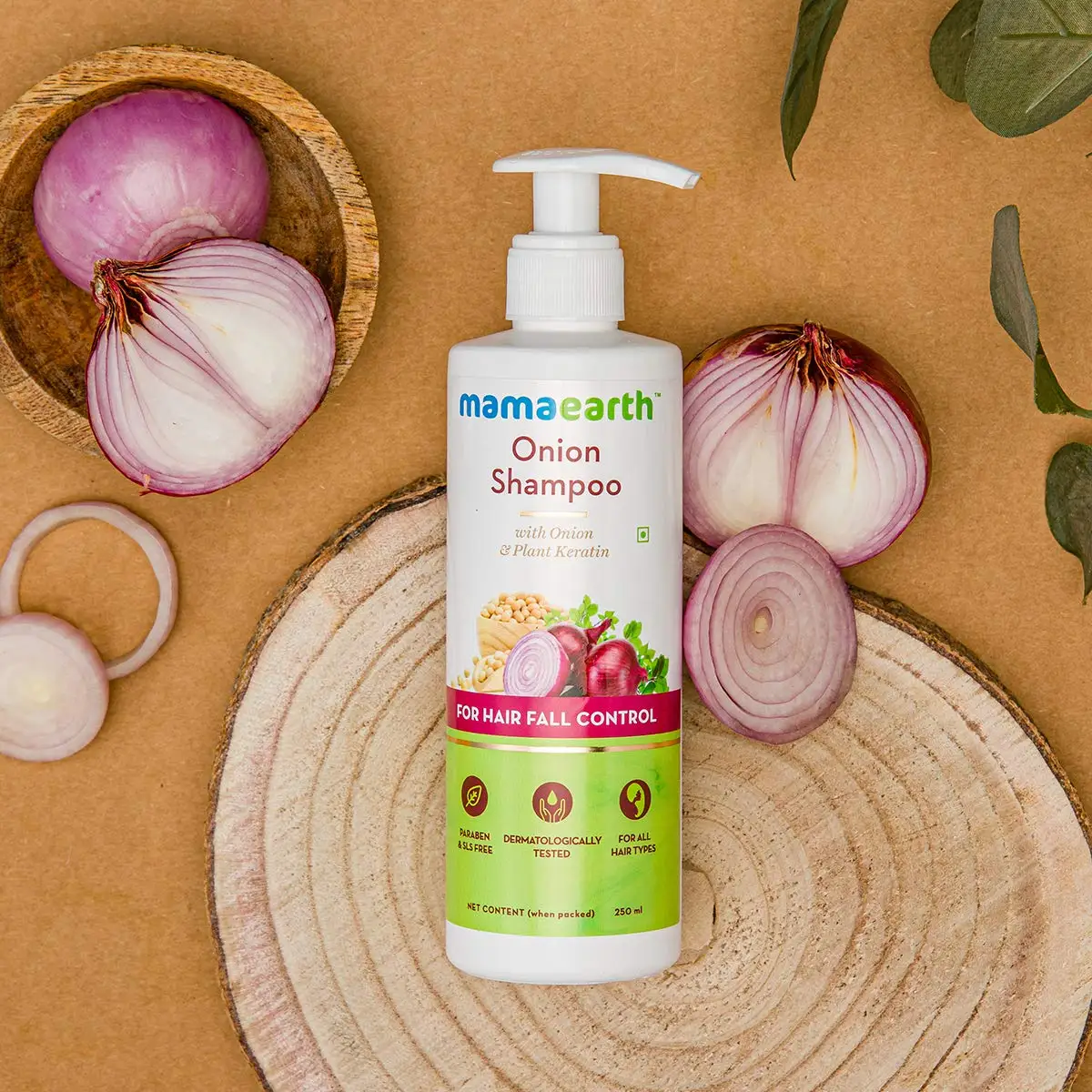 Mamaearth Onion Hair Fall Shampoo for Hair Growth & Hair Fall Control with Onion Oil & Plant Keratin 250ml