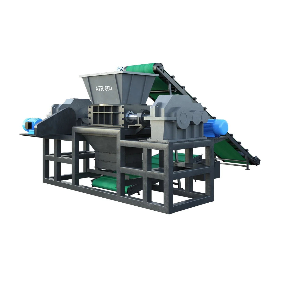 Two-shaft industrial Shredder ATR/S 500 recycling for plastic rubber wood light scrap and other solid waste processing