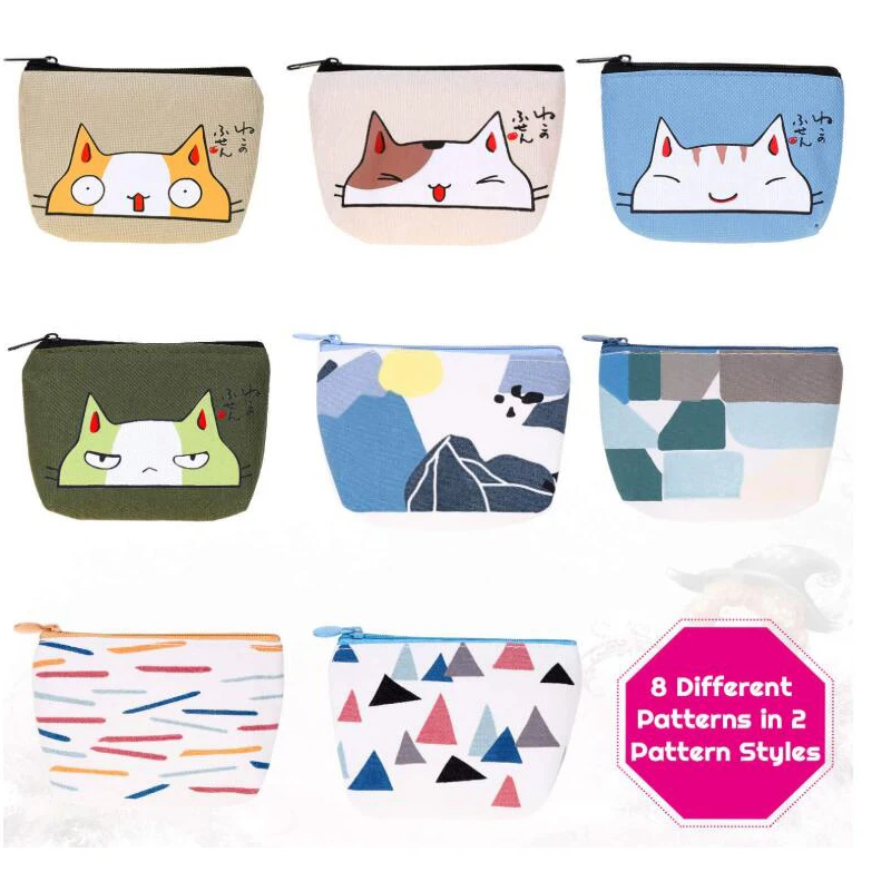 Холщовый кошелек для мелочи на заказ сумочка молнии смены Мини косметички женщин и