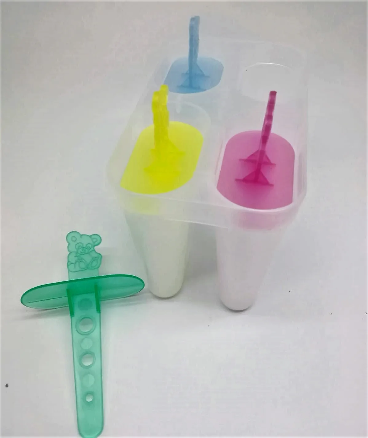 Plastic Ice lolly pop Popsicles maker mould STARWOOD #18SWZXD259 teddy bear handle BPA free food grade children icy lollipop