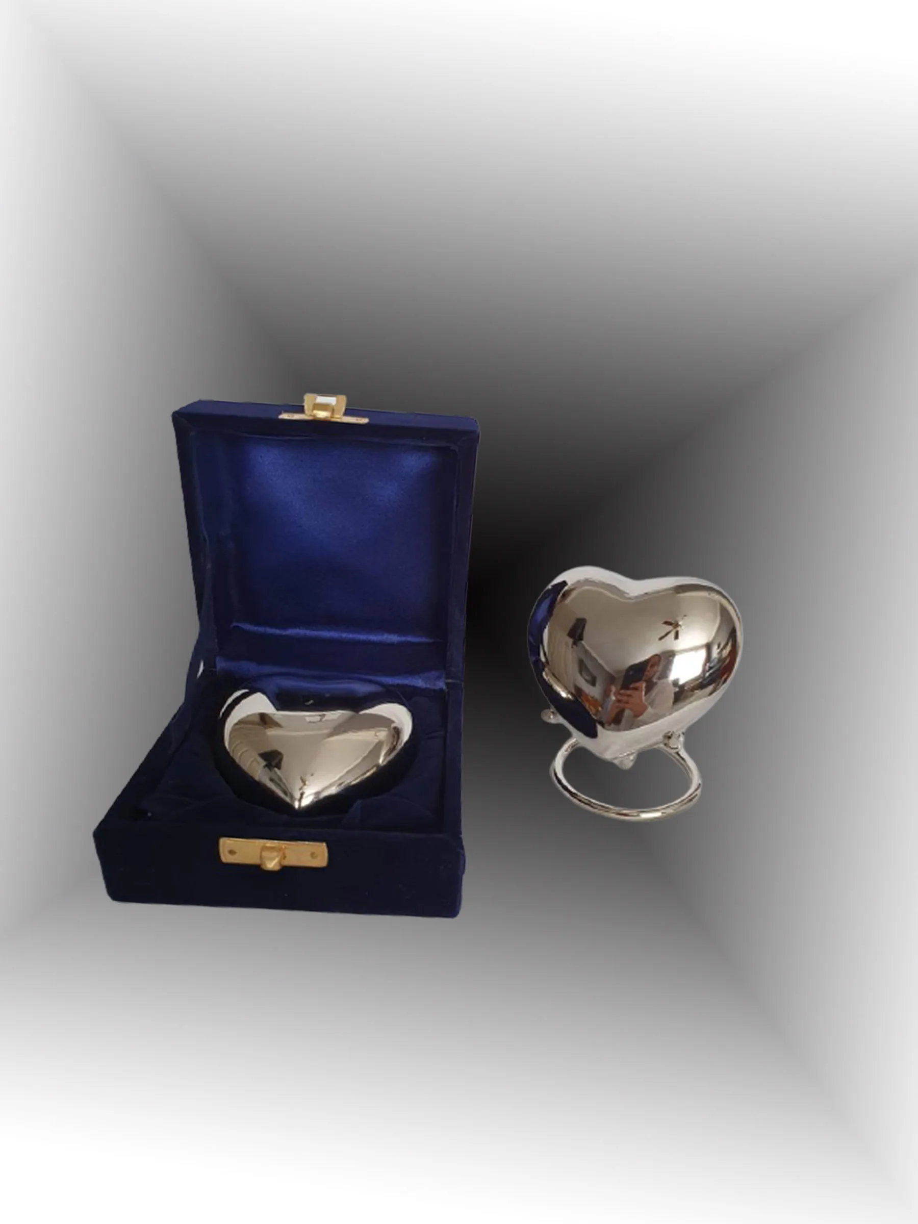 Ravishing Brass Heart on Stand with Hand Carved Rose Designer Cremation Urn