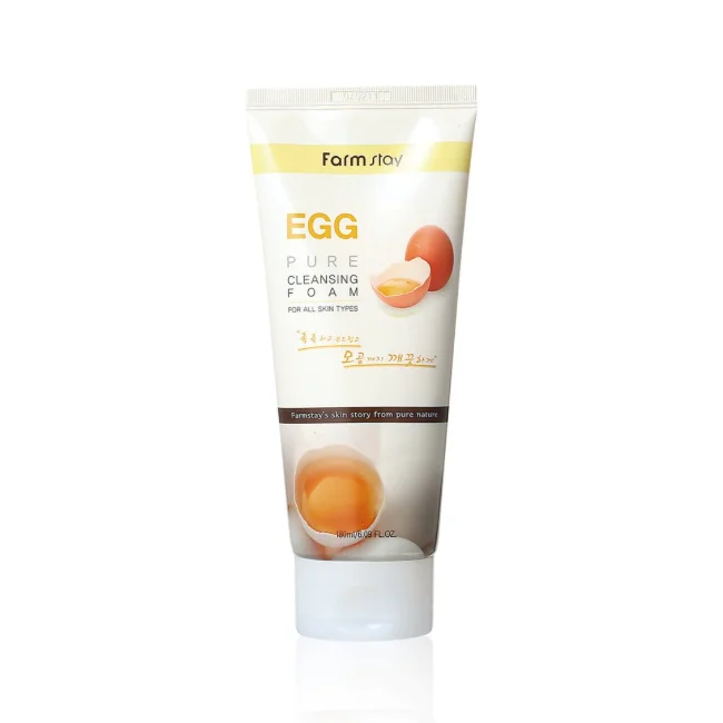 FARMSTAY EGG PURE CLEANSING FOAM  - made in Korean Cosmetic - Deep Cleansing Pore Cleaner Moisturizing Nourishing Firming