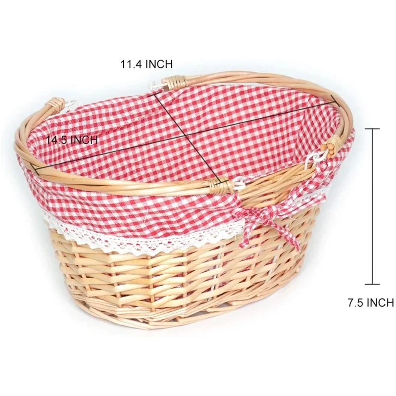 Wicker Basket Gift Baskets Empty Oval Willow Woven Picnic Basket With Handle