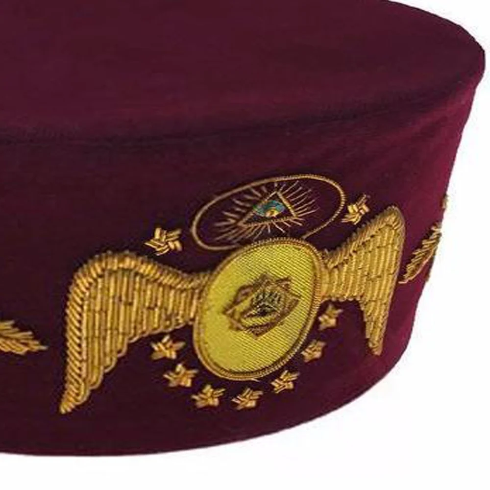 Masonic Hat 95th Degree Scottish Rite Hand Embroidered with Maroon velvet plastic piece inside of the hat with best quality