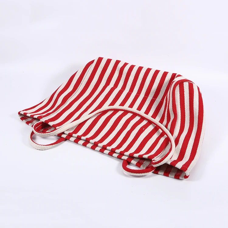 Stylish Environmentally Friendly Stripe Cotton Tote Bag Canvas Tote Bag Sets for Shopping