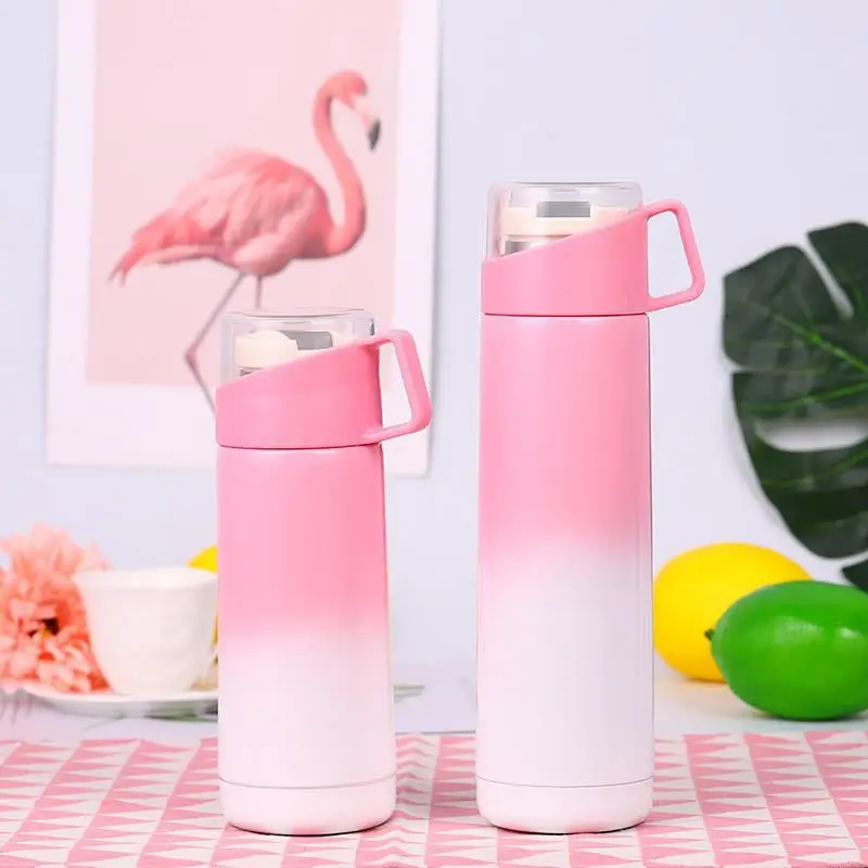 New Transparent Double Wall Stainless Steel Lid Water Insulated Thermos Bottle Vacuum Flask Logo
