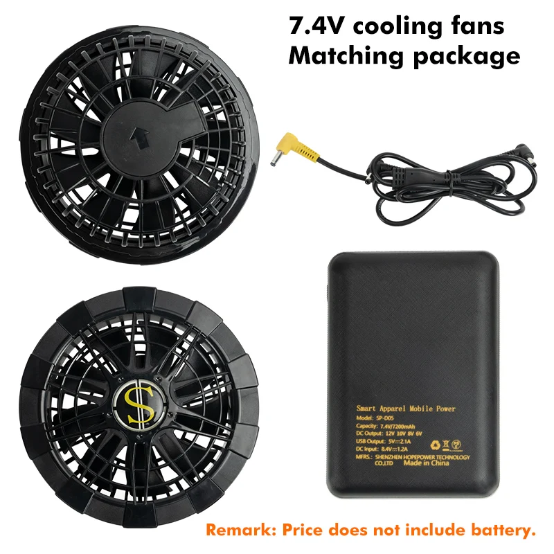 Electrotec 7.4V Mini Portable Clothing Fan DC Powered Fan Low Noise Fan 3 Speeds Adjustable for Camping Traveling Working