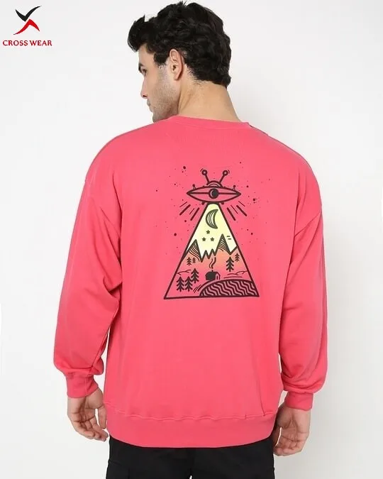 OEM Factory Rates With Custom Design Carmine Crew Neck Relaxed Fit Sweatshirts With Best Fabric Low MOQs