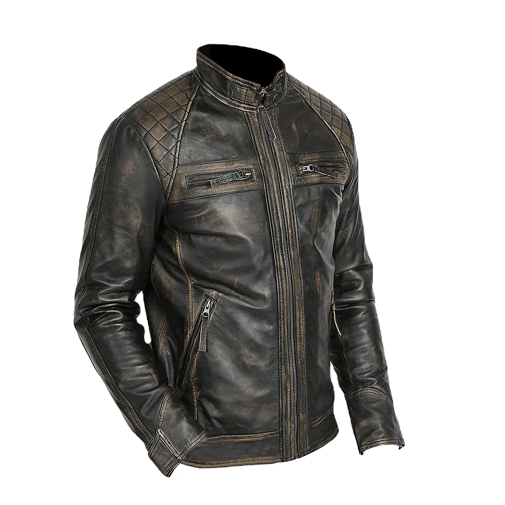 Custom Made Men Red Leather Jackets Motorcycle Biking Cafe Racer Vintage Motorcycle Biker