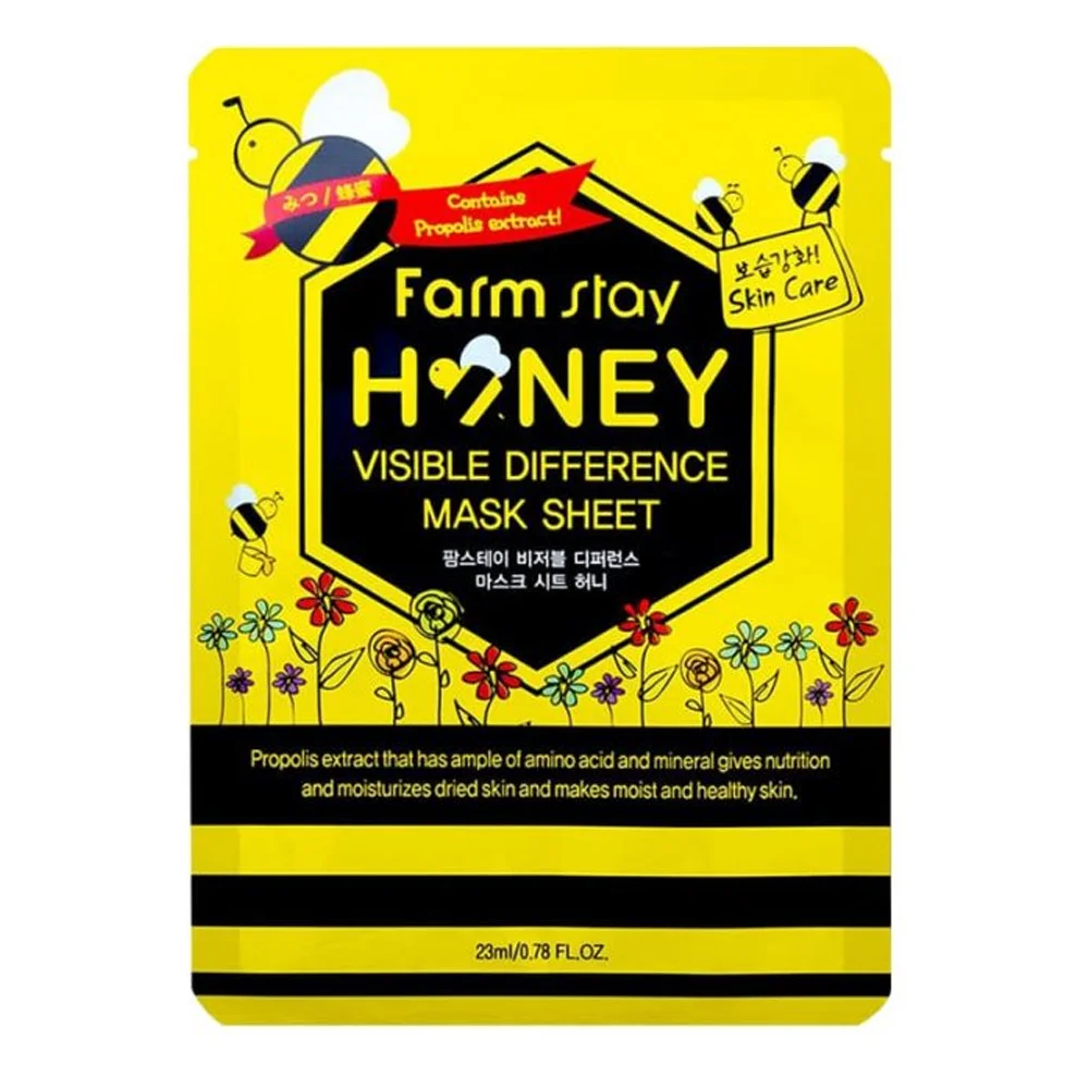 FARMSTAY VISIBLE DIFFERENCE MASK SHEET HONEY PACK - made in Korea Cosmetic - anti-aging anti-wrinkle whitening face lift Moist