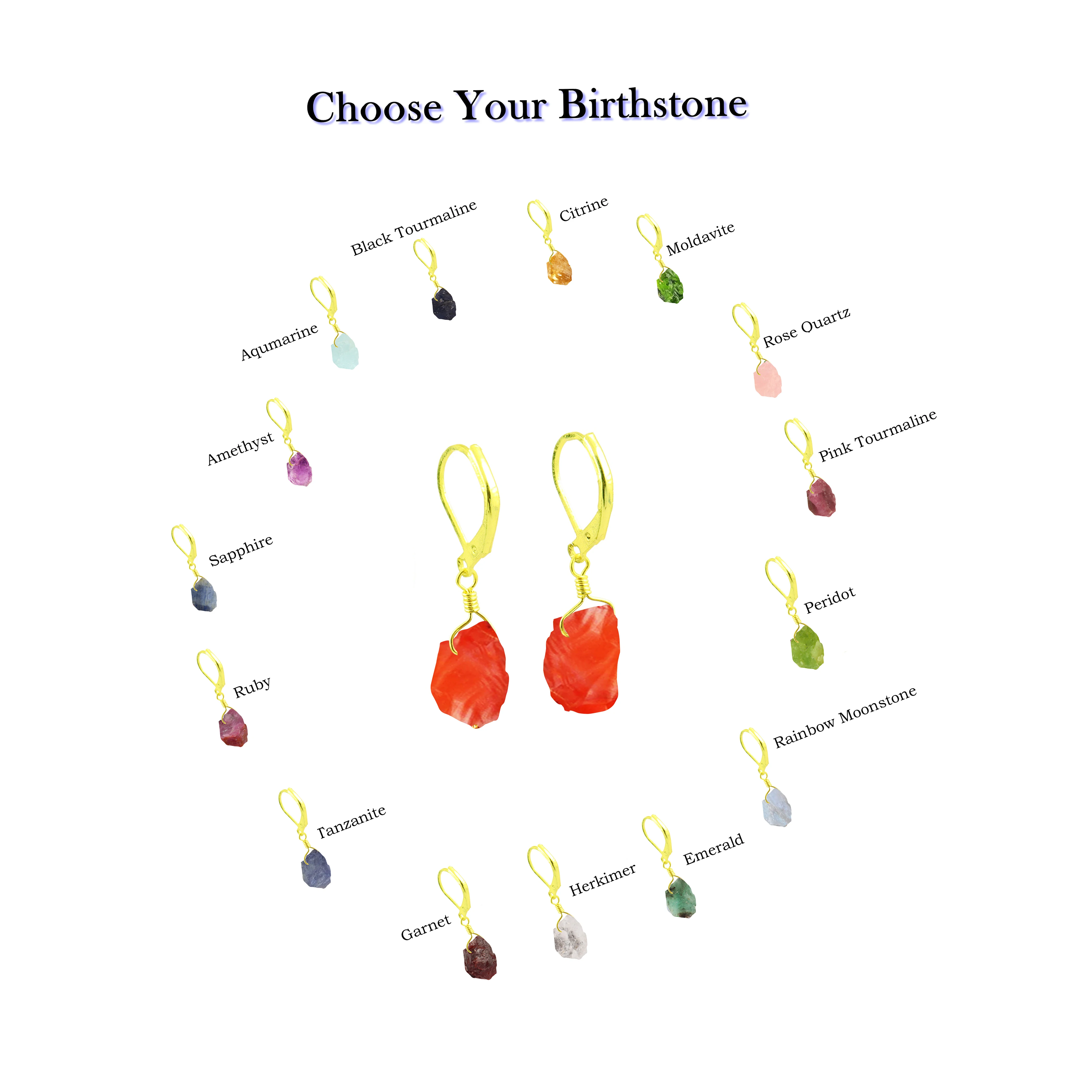 Raw Drill Garnet Gemstone Sterling Silver Lever Back Family Birthstone Dangle Earrings Jewelry