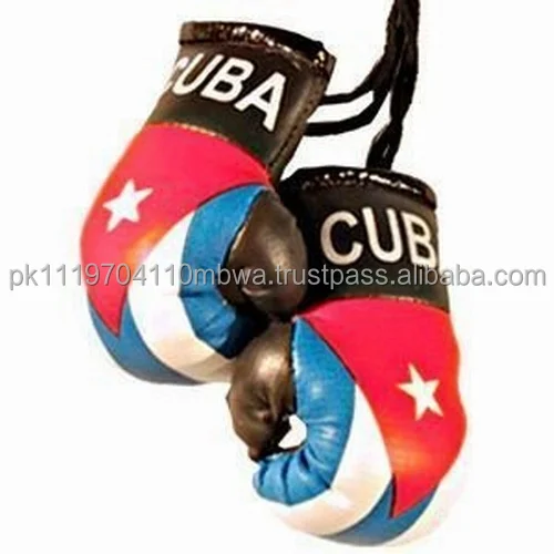 Custom Mini Boxing Gloves Rear View Mirror With Cuba Flag