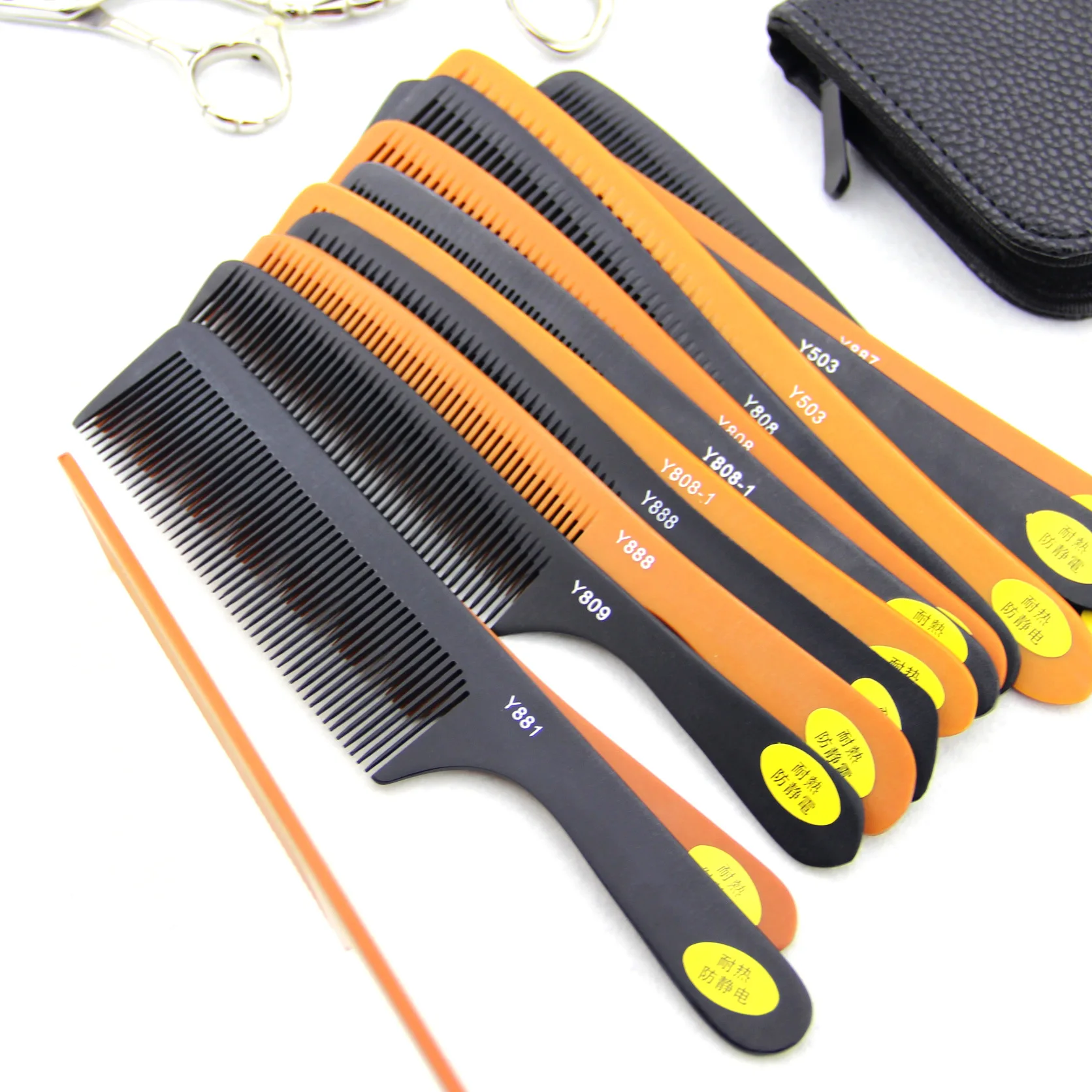 Private Label Logo Ultrathin 3mm Handle Bakelite Anti-static Hair Cutting Hairdressing Comb Barber Tooth Travel Hair Comb