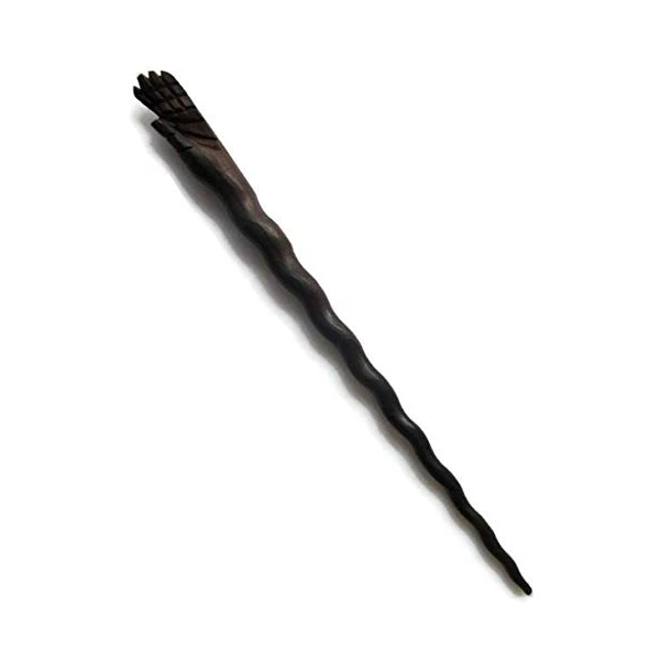  Hand Carved Wood Hair Fork Natural