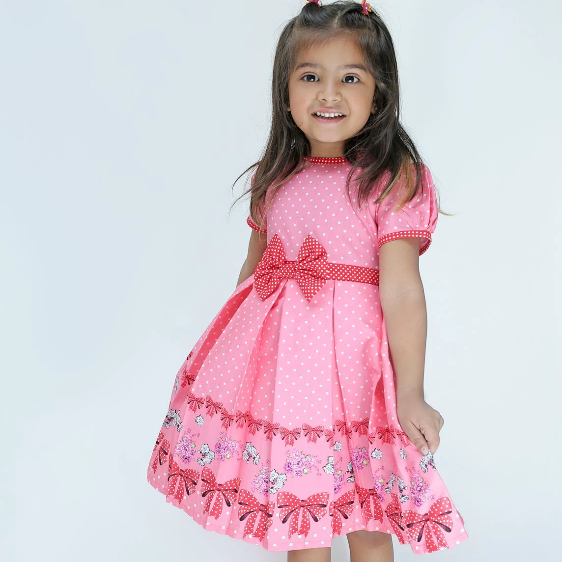 New collections of girls party dresses,flower weddings dress baby frock designs Pink body frock/baby cotton dress