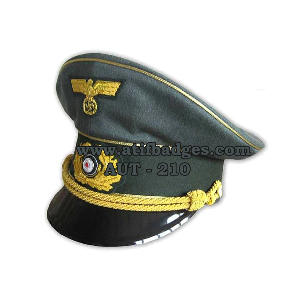 
WW2 WWII GERMAN HEER GENERALS CAP BY EREL WITH GOLDEN WREATH COKADE AND BULLION WIRE EAGLE INSIGNIA HEADGEAR 