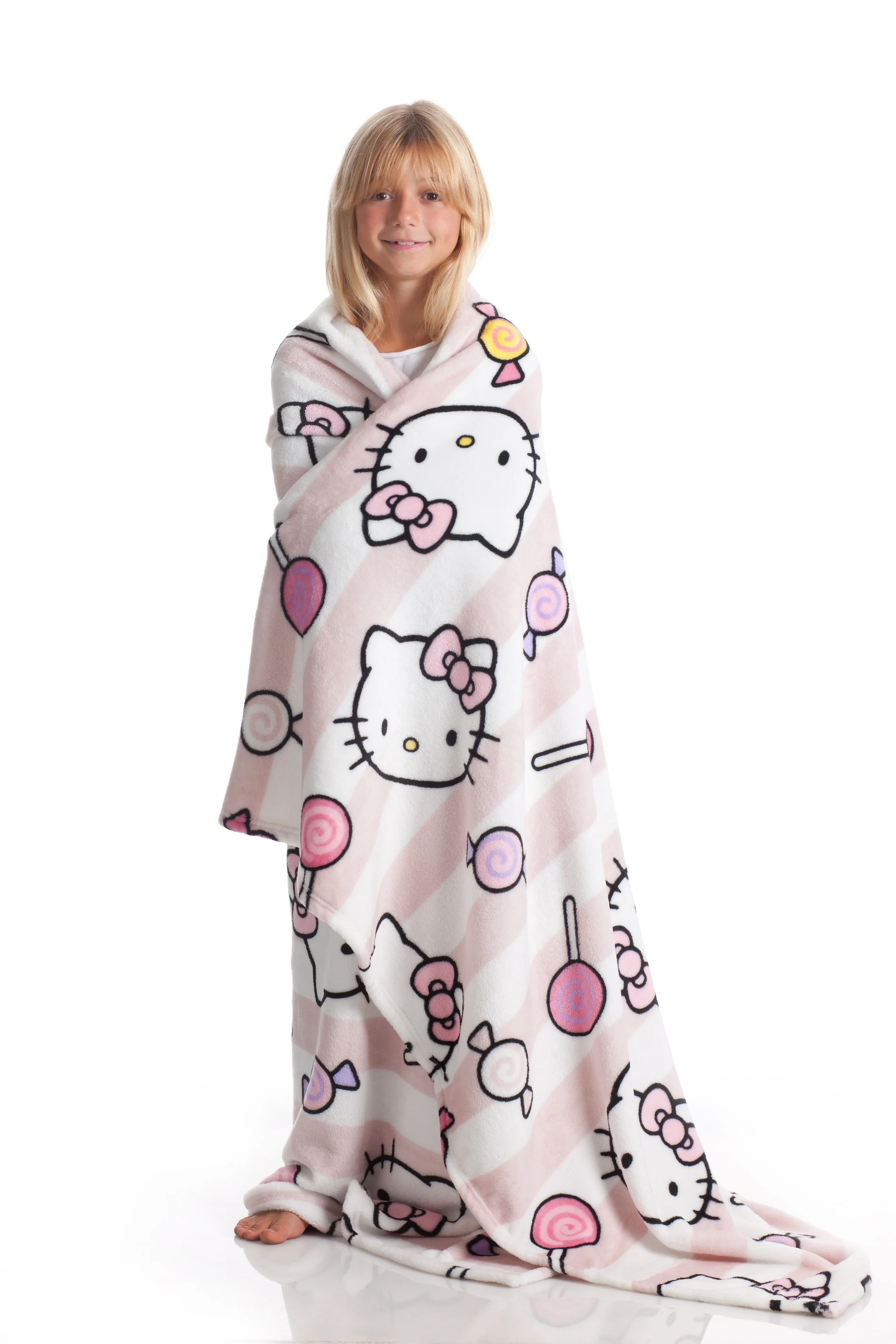 100% POLYESTER HIGH QUALITY HOT SALES AMAZON FLEECE PLUSH FLANNEL HELLO KITTY THROW BLANKET MICROFIBER BEDDING PINK WHOLESALE