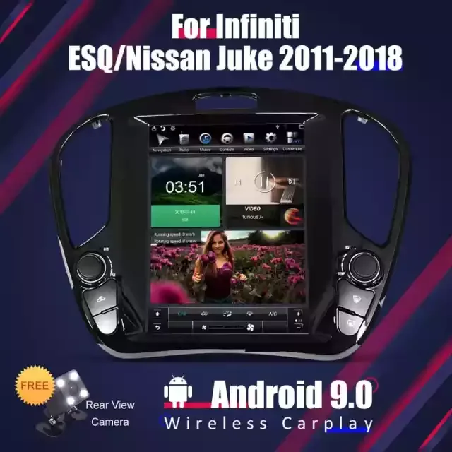 Aucar 10.4 Touch Screen Android 9 GPS Navigation DVD Player Car audio radio stereo For Infiniti ESQ/Nissan Juke 2011-2018