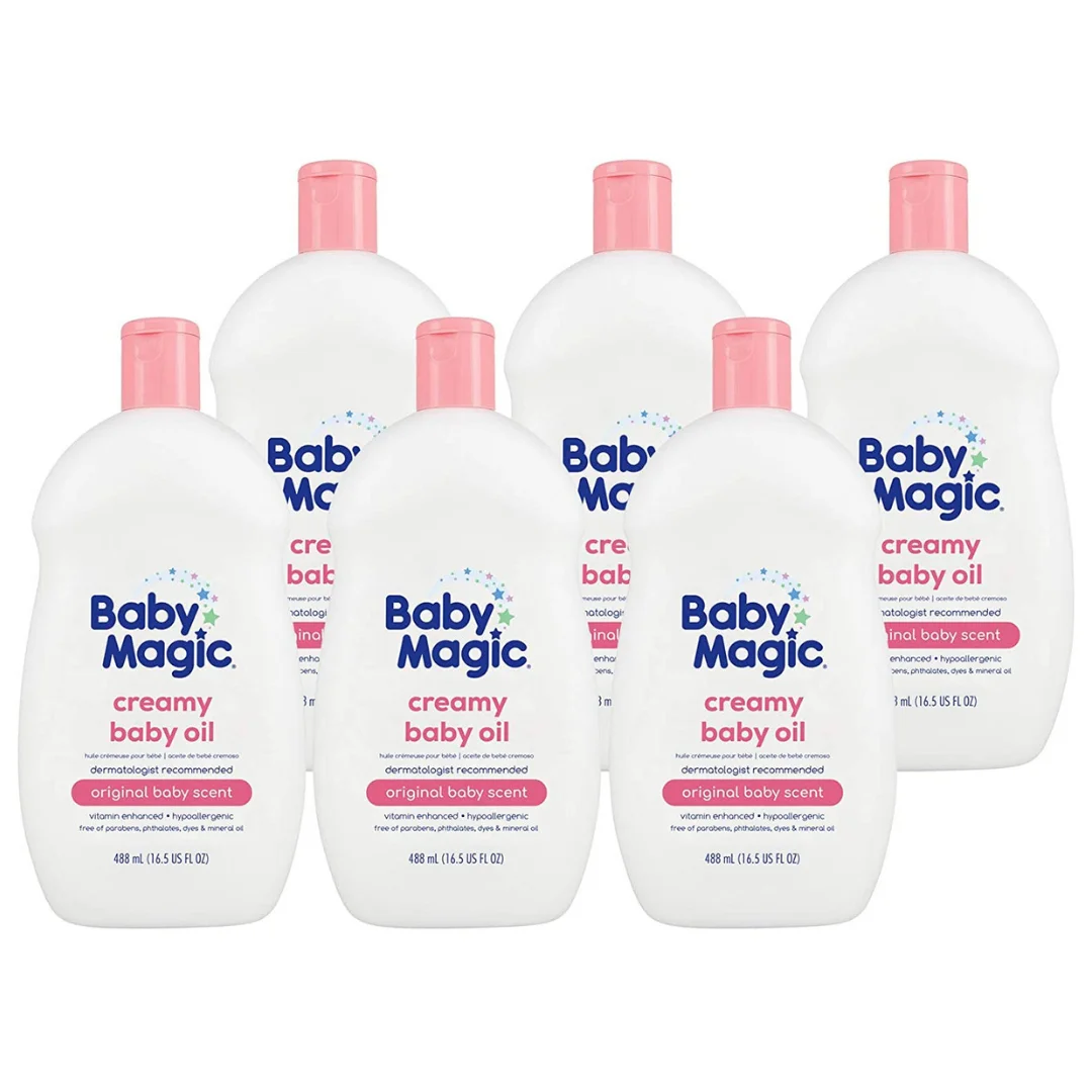 Baby Magic Creamy Baby Oil Coconut Oil and Camelia Oil Free of Parabens No Phthalates Sulfates and Dyes 16.5oz (Case Pack of 6)