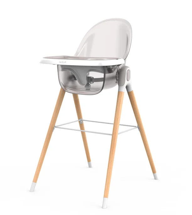 IVOLIA Baby High Chair Baby Plastic Feeding Chair Multifunctional Wooden Dining Chair