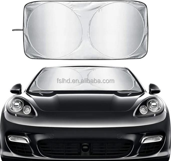 Durable 240T Material Car Sun Visor Car Windshield Sun Shade with Storage Pouch for UV Rays and Sun Heat Protection