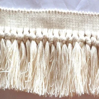 4.5cm Hot Sale Long Cotton Tassel Fringe DIY Curtain Carpet Knotted Tassel Fringe Trim