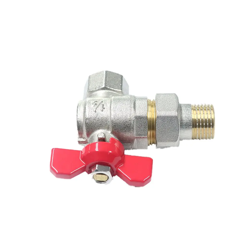 High quality brass valve ball cast iron stem compression  inox handle ptfe seating ring