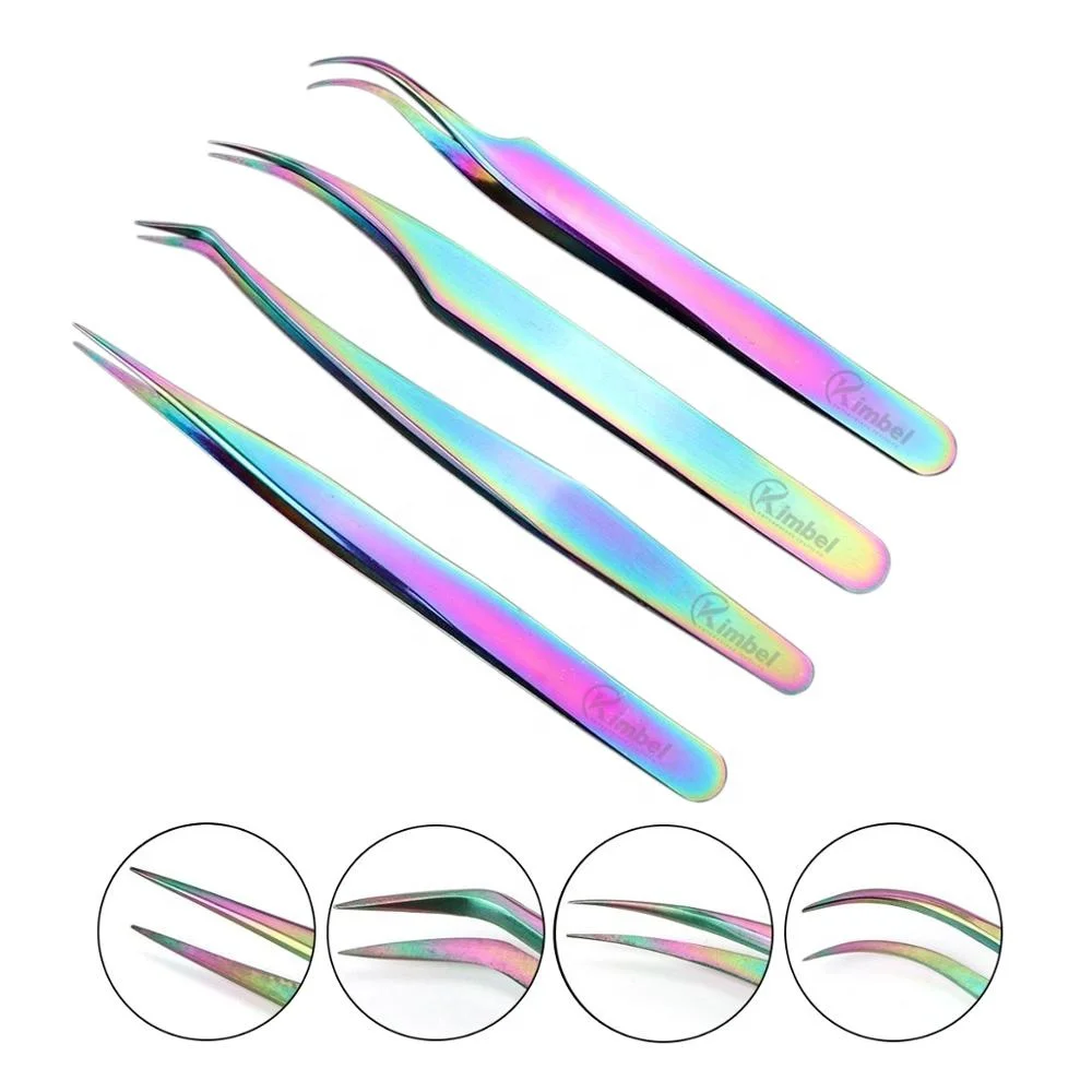 Пинцет для наращивания ресниц Diamond Grip плазменный синий цвет японский из нержавеющей стали