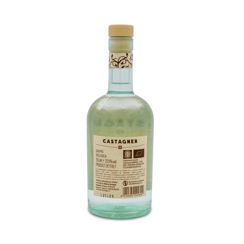 Высококачественная Белая Органическая стеклянная бутылка Марка GRAPPA NUDA BIO, Сделано в Италии, 500 мл