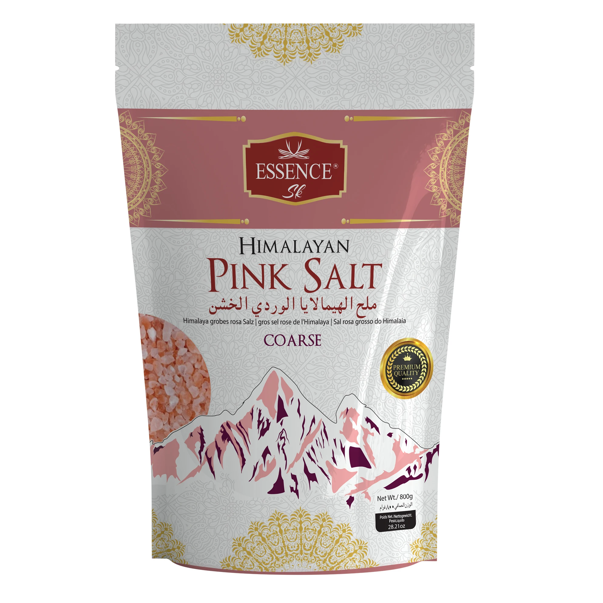 Himalayan Pink Salt 2~5mm Coarse, Printed Standup Pouch 800gm