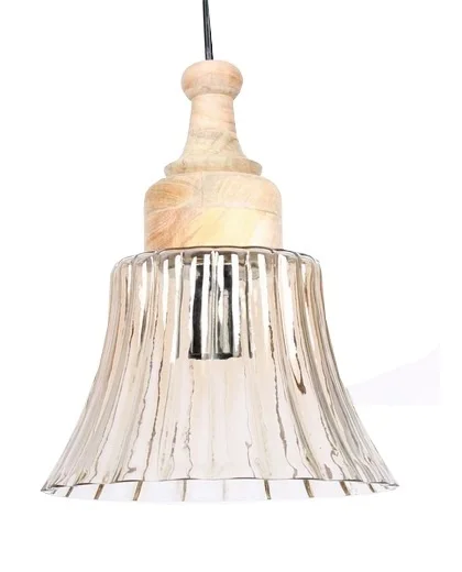 MODERN GLASS PENDANT LAMP , WOODEN CEILING LIGHT