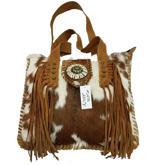 Banjara Genuine Goat Fur Vintage Gypsy Ibiza Leather Shoulder Bag Casual Vintage Tote for Women Shopping Bag For Girls