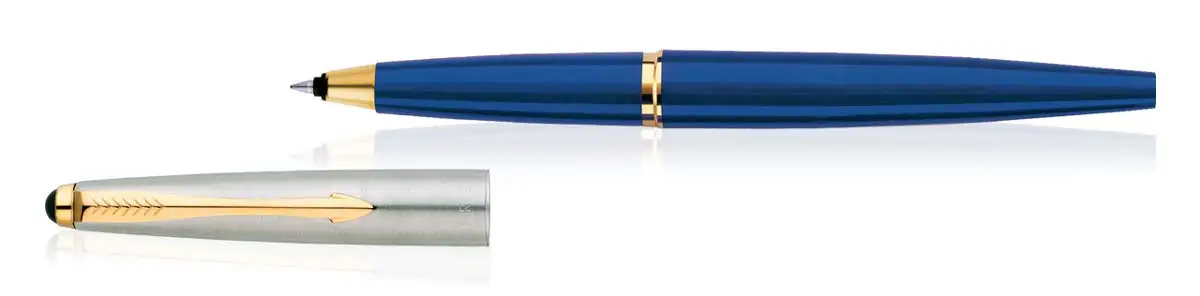  Шариковая ручка Parker galaxy стандартная Золотая отделка из нержавеющей стали голубая пластиковая Премиум parker с логотипом на