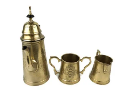Трендовый EPNS золотой Латунный Чай Кофе Кава набор с 3 горшками Блестящий Золотой для сервировки подарков наборы на свадьбу фирменный домашний декор