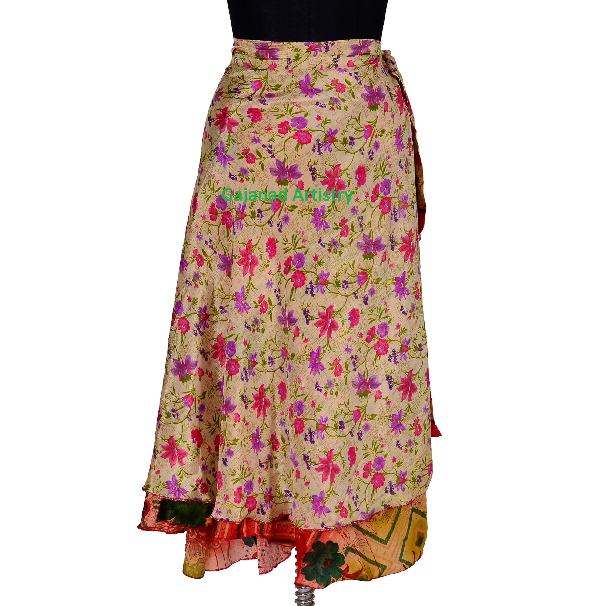 Boho Skirt Indian Silk Skirts Maxi Long Bohemian Summer Wrap Hippie Reversible Skirts For Women