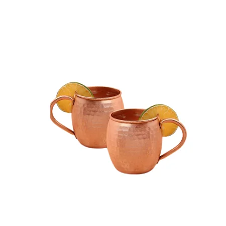 Highest Quality Round Shape Water Drinking Mug Set Of 2 Copper Hammered Moscow Mule Mug For Home Kitchen Use