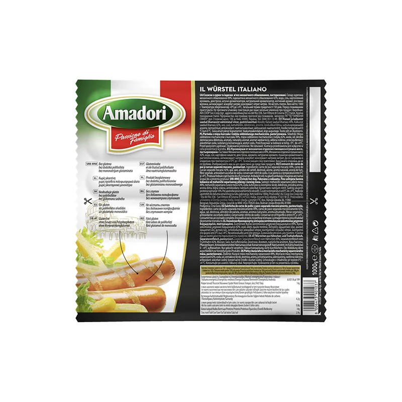 Best Quality, Made in italy// Maxi pack Evviva chicken/turkey frankfurter  1 kg (4pcs X box)//Finest Rank, Ready to ship