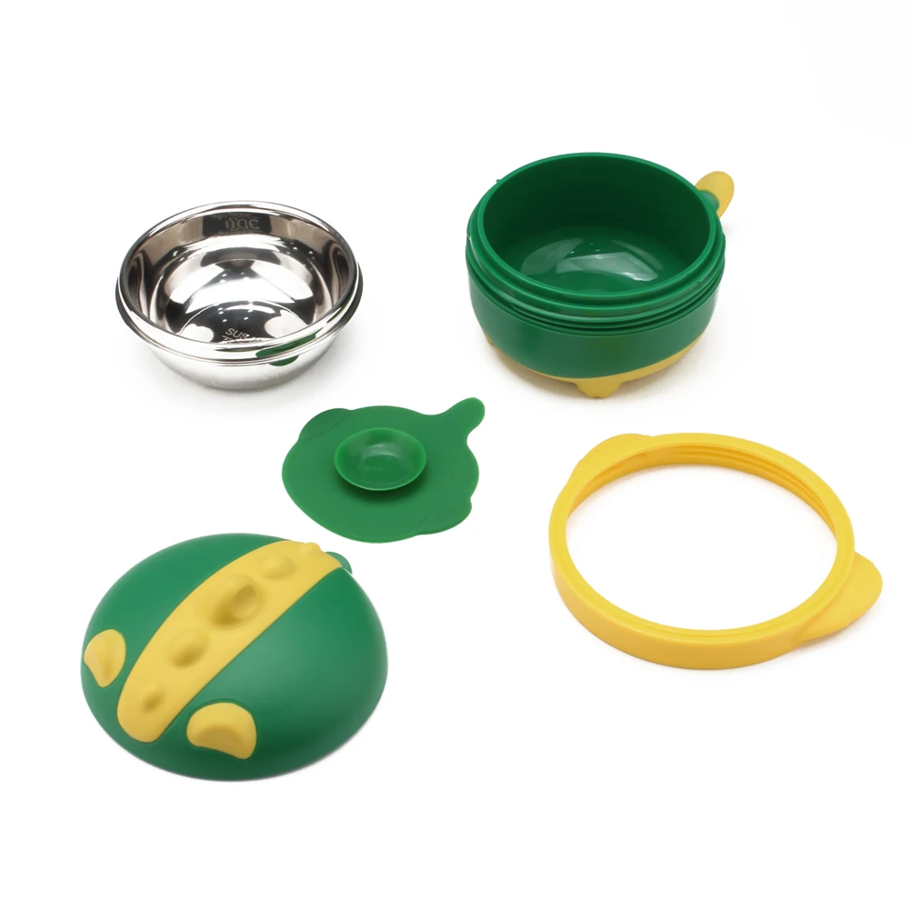 300 ml big stainless steel Baby food warmer feeding bowl with silicone pad double layer waterable zone bowl metal bowl