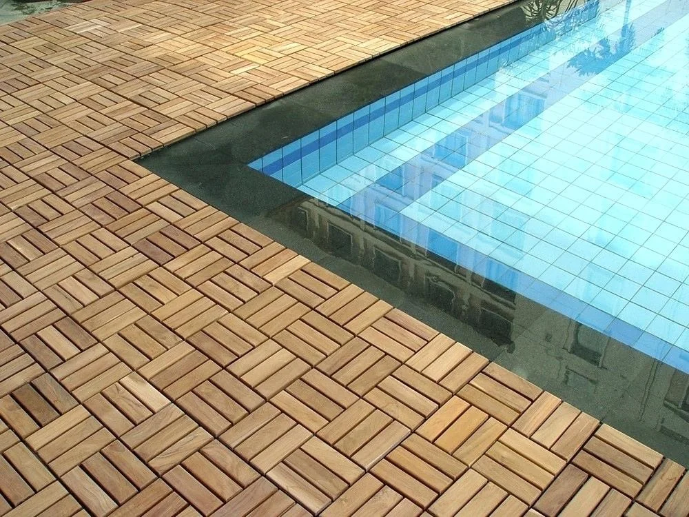 Acacia Wood Interlocking Deck Tiles, Plastic wood composite interlock deck tile or Plastic Decking Flooring Tiles B7057