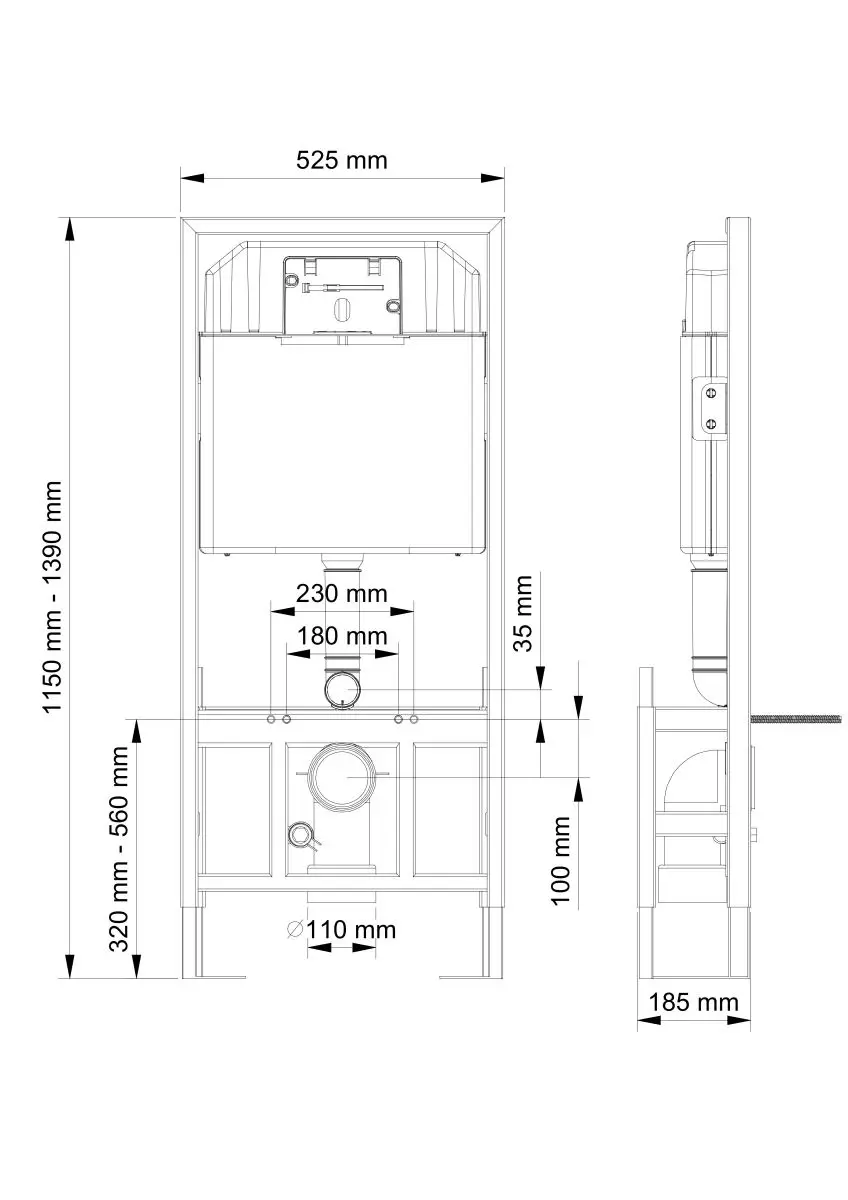 SLIM 80 DUAL FLUSH CONCEALED CISTERN FREE STANDING
